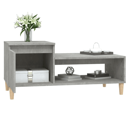 Mesa de Centro, Mesa baixa, 100x50x45 cm derivados madeira cinzento cimento