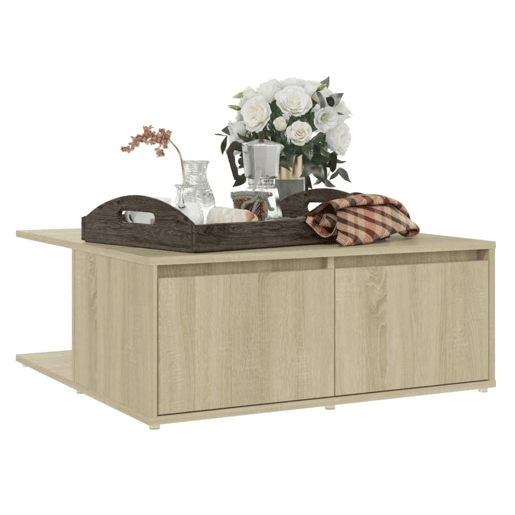 Mesa de Centro, Mesa baixa, 80x80x31 cm derivados de madeira carvalho sonoma