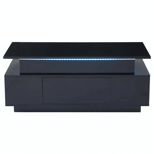 Mesa de centro 96x45x40 cm - Mesa de café elevável com arrumação oculta e gaveta - Preto Mesa de centro 96x45x40 cm - Mesa de café elevável com arrumação oculta e gaveta - Preto