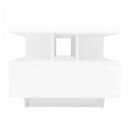 Mesa de centro moderna 90x55x41 cm - Com LED, 2 gavetas, design elegante - Branco