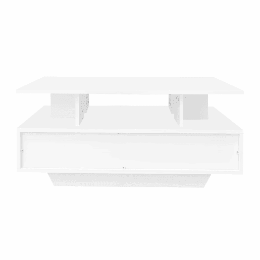 Mesa de centro moderna 90x55x41 cm - Com LED, 2 gavetas, design elegante - Branco