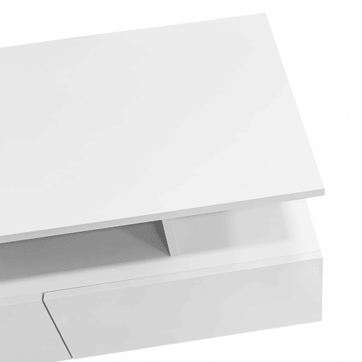 Mesa de centro moderna 90x55x41 cm - Com LED, 2 gavetas, design elegante - Branco
