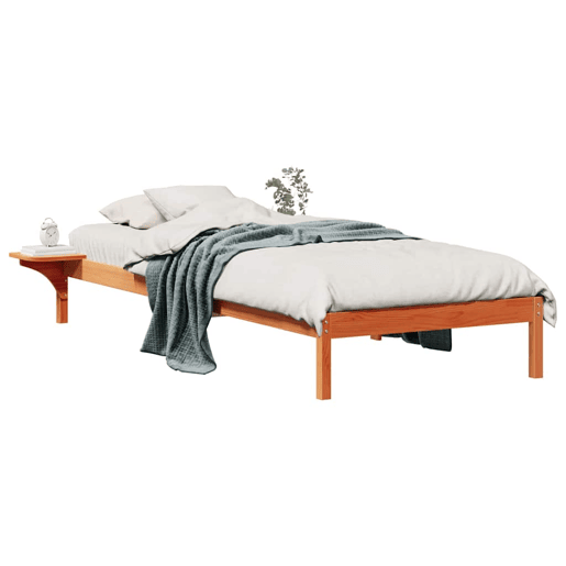 Estrutura de cama de solteiro para adultos com Mesas Laterais Marrom Cera 90 x 210 cm