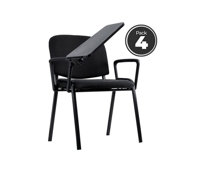 Pack 4 sillas ofis con pala y brazo - negro