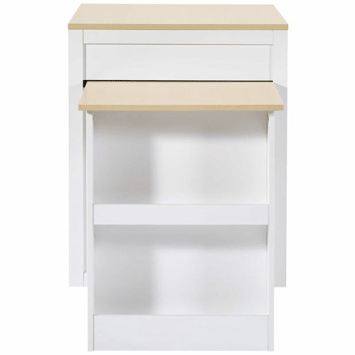 Mesa de bar extensível 133-202x70x93,5 cm - com 2 gavetas e 2 compartimentos - para 2-6 pessoas - branca