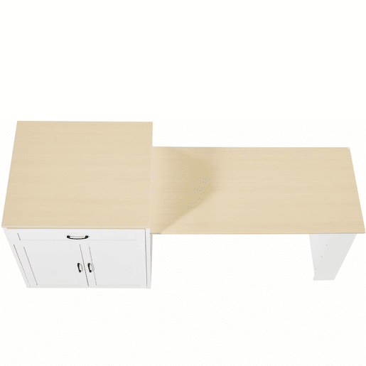 Mesa de bar extensível 133-202x70x93,5 cm - com 2 gavetas e 2 compartimentos - para 2-6 pessoas - branca