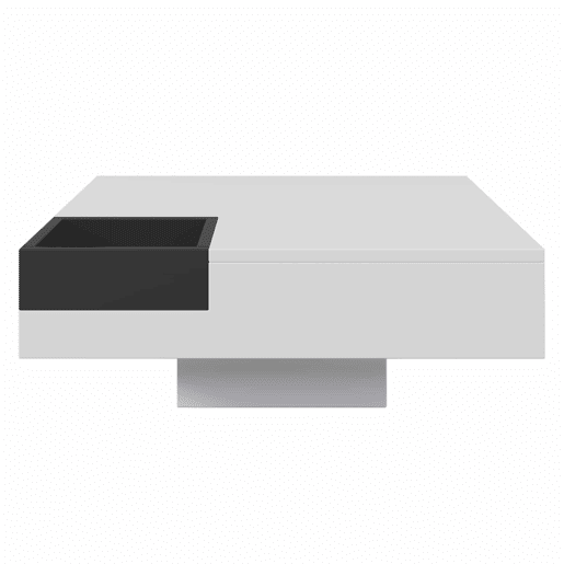 Mesa de centro quadrada com caixa de arrumação extraível - Luzes LED na parte inferior - Branco