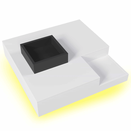 Mesa de centro quadrada com caixa de arrumação extraível - Luzes LED na parte inferior - Branco