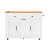 Ilha de cozinha móvel - mesa extensível, tomadas e compartimento para lixo - branco