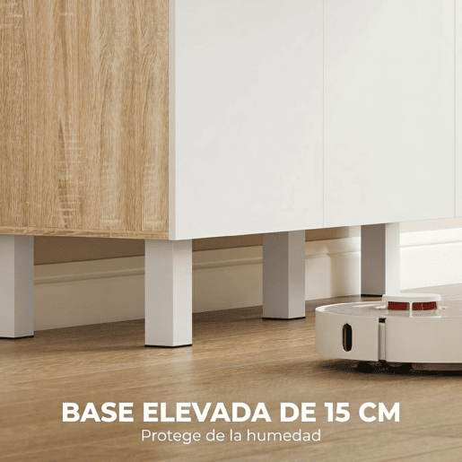 HOMCOM Armário de Cozinha Alto Móvel Auxiliar de Cozinha com 6 Portas e Grande Gaveta Prateleiras Bancada Ampla para Micro-ondas para Sala de Jantar Sala de Estar 120x40x175 cm Branco e Madeira