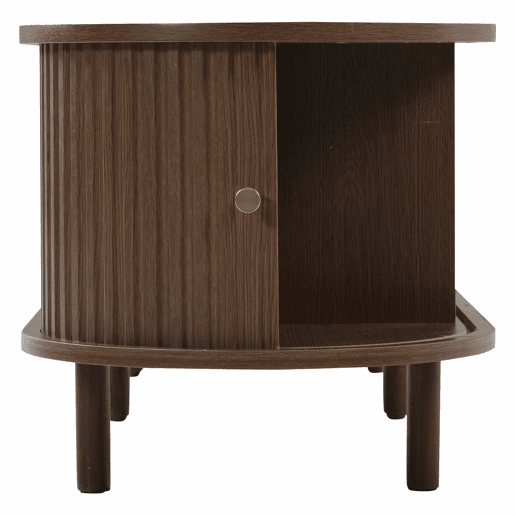 Móvel de TV ovalado 180 cm - Design em rattan, MDF, pés ajustáveis, capacidade para 30 kg - Nogueira escura