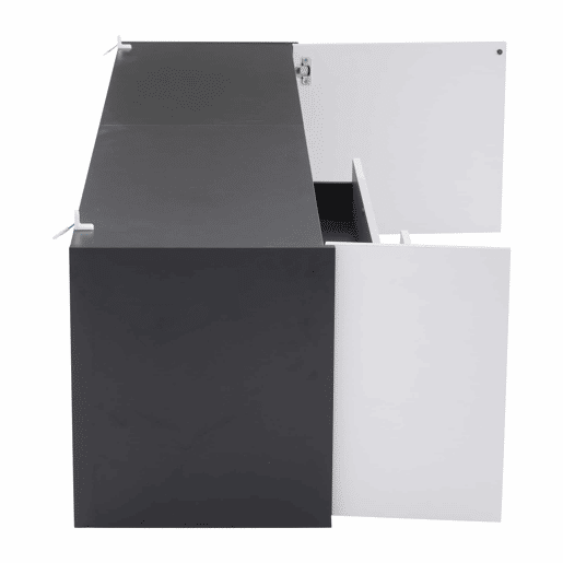 Móvel de TV 180x40x45 cm - TV Lowboard com LED, 2 gavetas e 2 armários - Branco e Preto