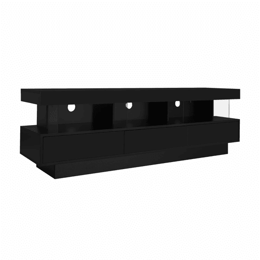 Armário TV com LED 160 cm - 3 compartimentos de vidro - Controlado por APP - Adequado para TV de 70u201D - Preto Armário TV com LED 160 cm - 3 compartimentos de vidro - Controlado por APP - Adequado para TV de 70u201D - Preto