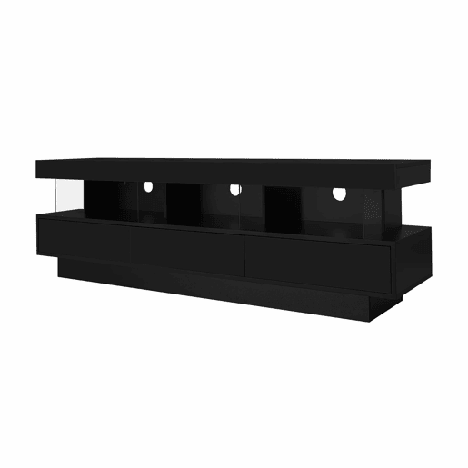 Armário TV com LED 160 cm - 3 compartimentos de vidro - Controlado por APP - Adequado para TV de 70u201D - Preto Armário TV com LED 160 cm - 3 compartimentos de vidro - Controlado por APP - Adequado para TV de 70u201D - Preto