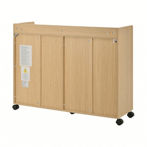 Sapateiro móvel 110x35x86 cm - Com rodas universais com travão, prateleiras ajustáveis, dobradiça amortecida - Natural