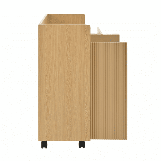 Sapateiro móvel 110x35x86 cm - Com rodas universais com travão, prateleiras ajustáveis, dobradiça amortecida - Natural