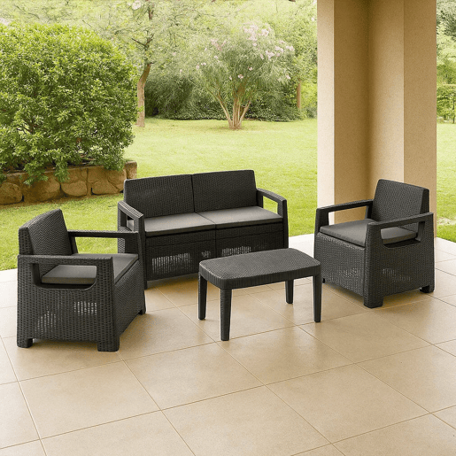 Conjunto de sala de estar externa para 4 pessoas em plástico