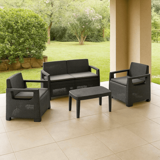 Conjunto de sala de estar externa para 4 pessoas em plástico