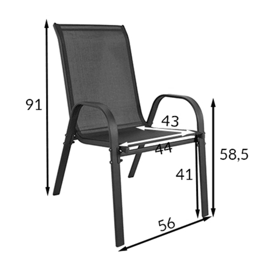CONJUNTO DE CADEIRAS DE JARDIM de 4 peças, preto