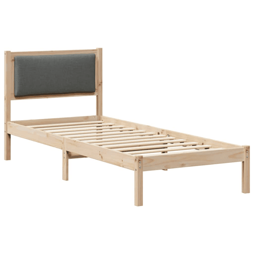 Estrutura de cama de solteiro para adultos com cabeceira Cinza Escuro 80 x 200 cm