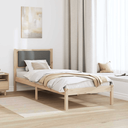 Estrutura de cama de solteiro para adultos com cabeceira Cinza Escuro 80 x 200 cm