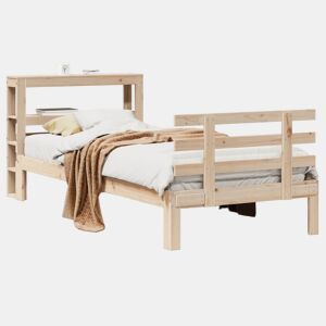 Estrutura de cama de solteiro para adultos com cabeceira 90x200 cm pinho maciço