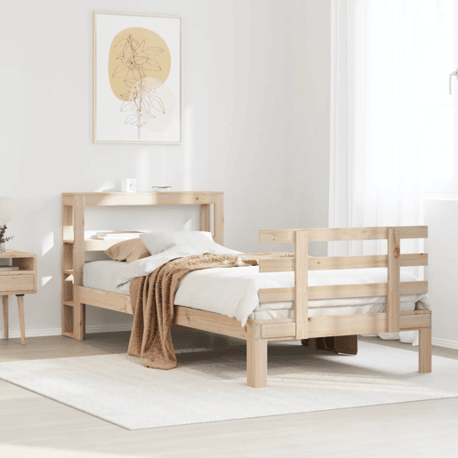 Estrutura de cama de solteiro para adultos com cabeceira 90x200 cm pinho maciço Estrutura de cama de solteiro para adultos com cabeceira 90x200 cm pinho maciço