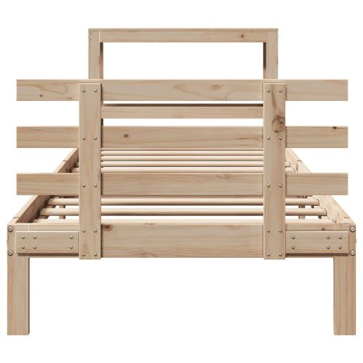 Estrutura de cama de solteiro para adultos com cabeceira 90x200 cm pinho maciço Estrutura de cama de solteiro para adultos com cabeceira 90x200 cm pinho maciço