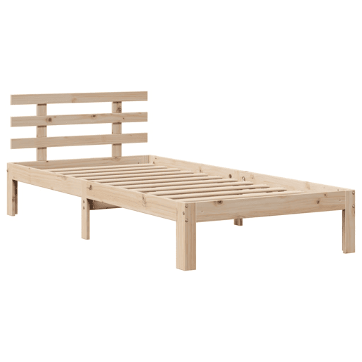 Estrutura de cama de solteiro para adultos com cabeceira 90x200 cm pinho maciço Estrutura de cama de solteiro para adultos com cabeceira 90x200 cm pinho maciço