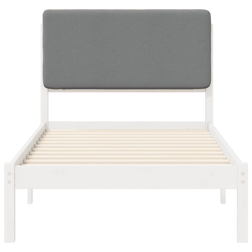 Estrutura de cama de solteiro simple com Cabeceira Estofada Cinzento-claro