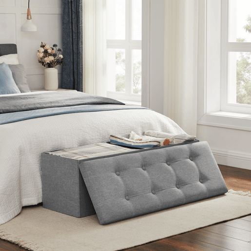 Dobrável POUF, cinzento claro Dobrável POUF, cinzento claro