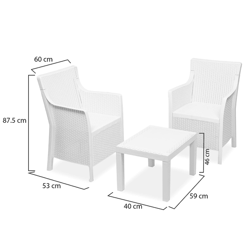 Conjunto de sala de estar exterior 2 lugares em plástico