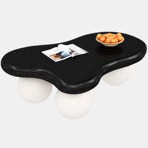 Mesa de centro estilo nuvens - Design com iluminação LED, formato de nuvem, pernas redondas, ideal para salas modernas e quartos infantis - Preto e Branco