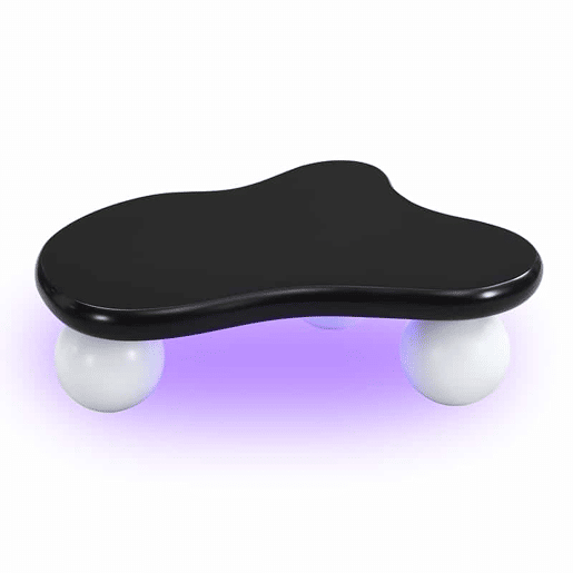 Mesa de centro estilo nuvens - Design com iluminação LED, formato de nuvem, pernas redondas, ideal para salas modernas e quartos infantis - Preto e Branco