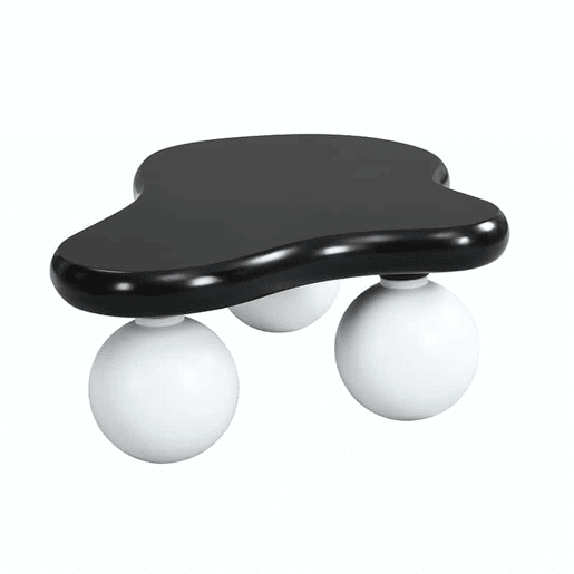 Mesa de centro estilo nuvens - Design com iluminação LED, formato de nuvem, pernas redondas, ideal para salas modernas e quartos infantis - Preto e Branco