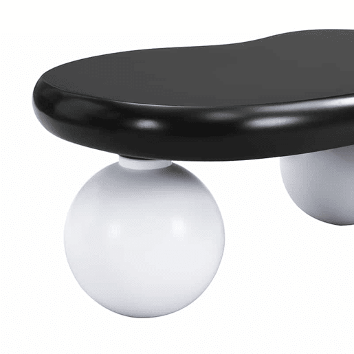 Mesa de centro estilo nuvens - Design com iluminação LED, formato de nuvem, pernas redondas, ideal para salas modernas e quartos infantis - Preto e Branco