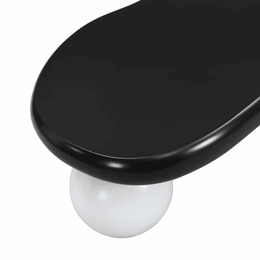 Mesa de centro estilo nuvens - Design com iluminação LED, formato de nuvem, pernas redondas, ideal para salas modernas e quartos infantis - Preto e Branco