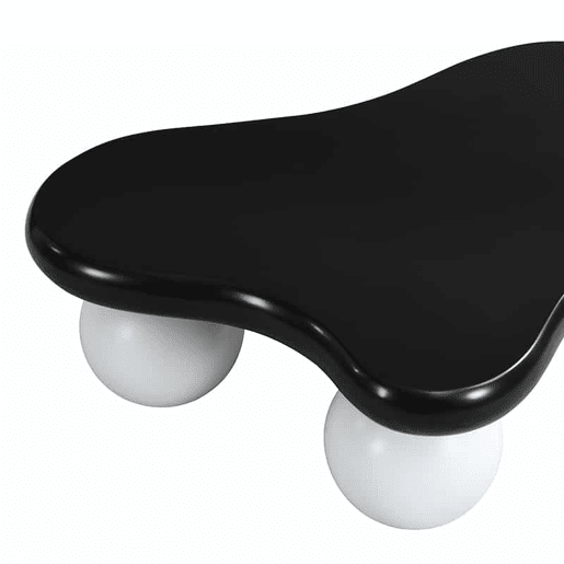 Mesa de centro estilo nuvens - Design com iluminação LED, formato de nuvem, pernas redondas, ideal para salas modernas e quartos infantis - Preto e Branco