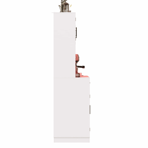 Armário lateral 110x38x180 cm - Estilo rústico, 5 portas, com LED e tomada - Branco Armário lateral 110x38x180 cm - Estilo rústico, 5 portas, com LED e tomada - Branco