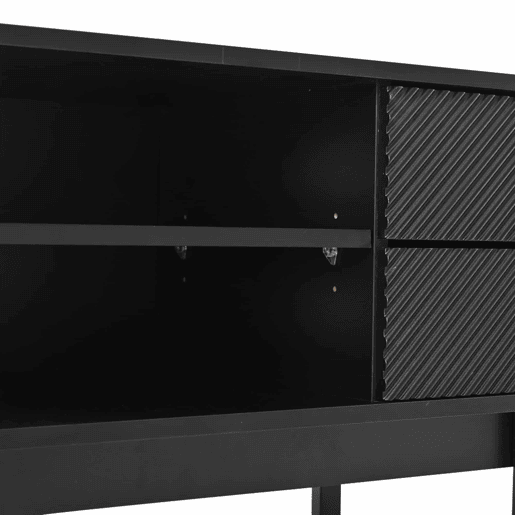 Móvel de TV 200x40x50,5 cm - Lowboard com 2 portas e 2 gavetas, suporte para TV com grande capacidade de armazenamento - Preto