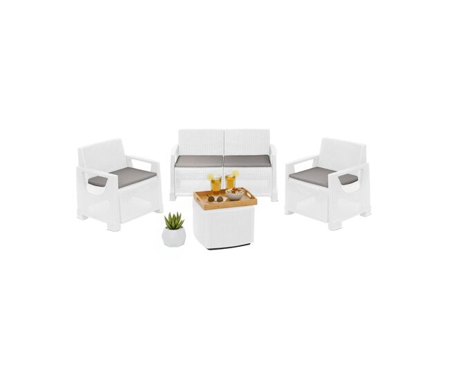 Conjunto de salón exterior 4 plazas en plástico