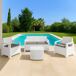 Conjunto de salón de exterior 4 plazas en plástico Conjunto de salón de exterior 4 plazas en plástico Blanco