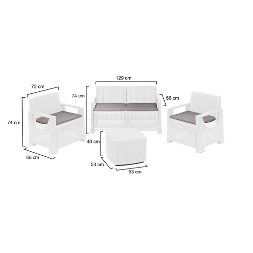Conjunto de jardim para 4 pessoas em plástico