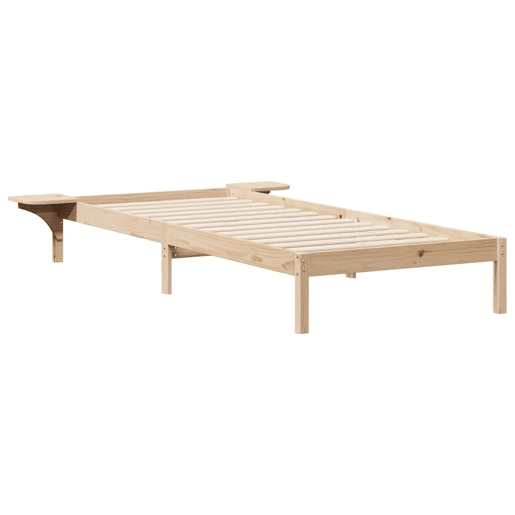 Estrutura de cama de solteiro para adultos com Mesas Laterais Natural 80 x 210 cm