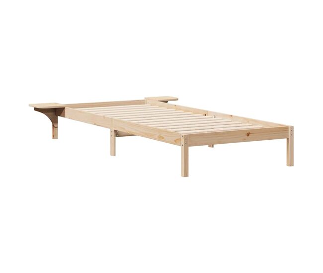 Estructura de cama individual para adultos con mesitas natural 80 x 210 cm