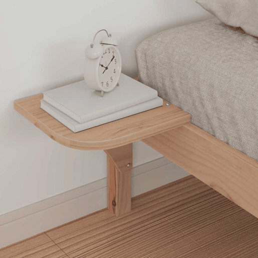 Estrutura de cama de solteiro para adultos com Mesas Laterais Natural 80 x 210 cm