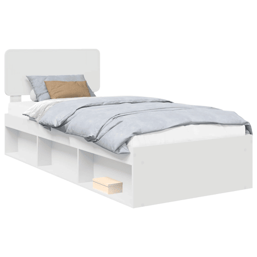 Estrutura de cama de solteiro para adultos - Branco 90 x 200 cm Madeira de Pinheiro Sólida