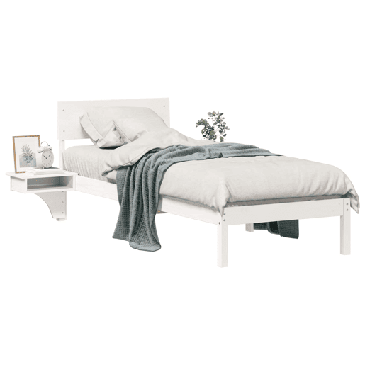 Estrutura de cama de solteiro para adultos - Branco 75 x 190 cm Madeira de Pinheiro Sólida