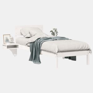 Estrutura de cama de solteiro para adultos - Branco 75 x 190 cm Madeira de Pinheiro Sólida