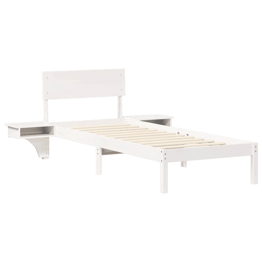 Estrutura de cama de solteiro para adultos - Branco 75 x 190 cm Madeira de Pinheiro Sólida